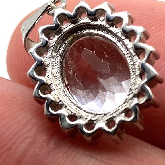 Aquamarine 3.05ct White Gold Finish Solid 925 Sterling Silver Pendant - Picture 4 of 8